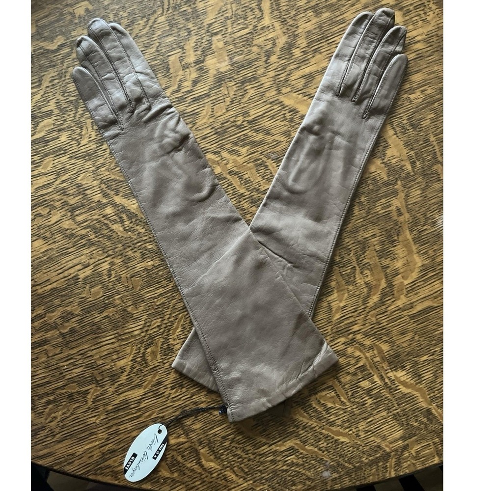 Vintage Viola Weinberger Gloves Womens 6.5 Brown Leather Silk Lined Opera Length